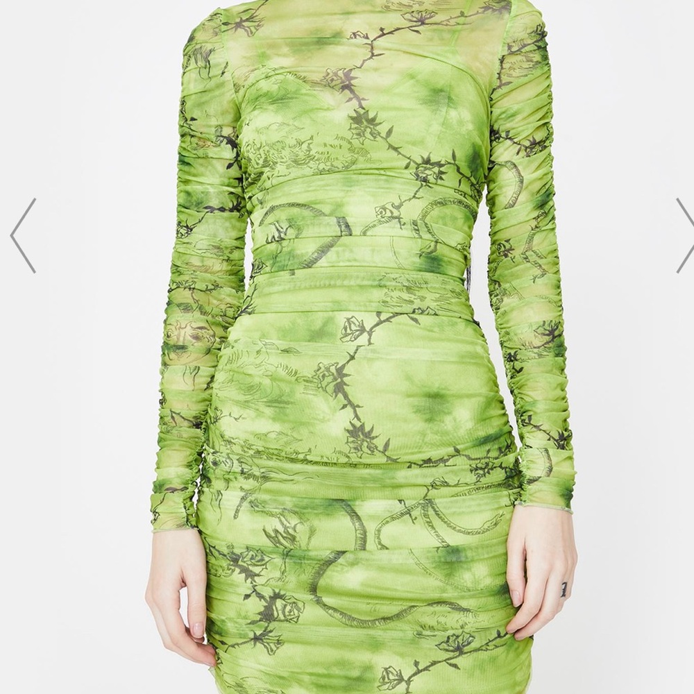 I am gia GREEN AMARA RUCHED MESH DRESS XL SOLD OUT